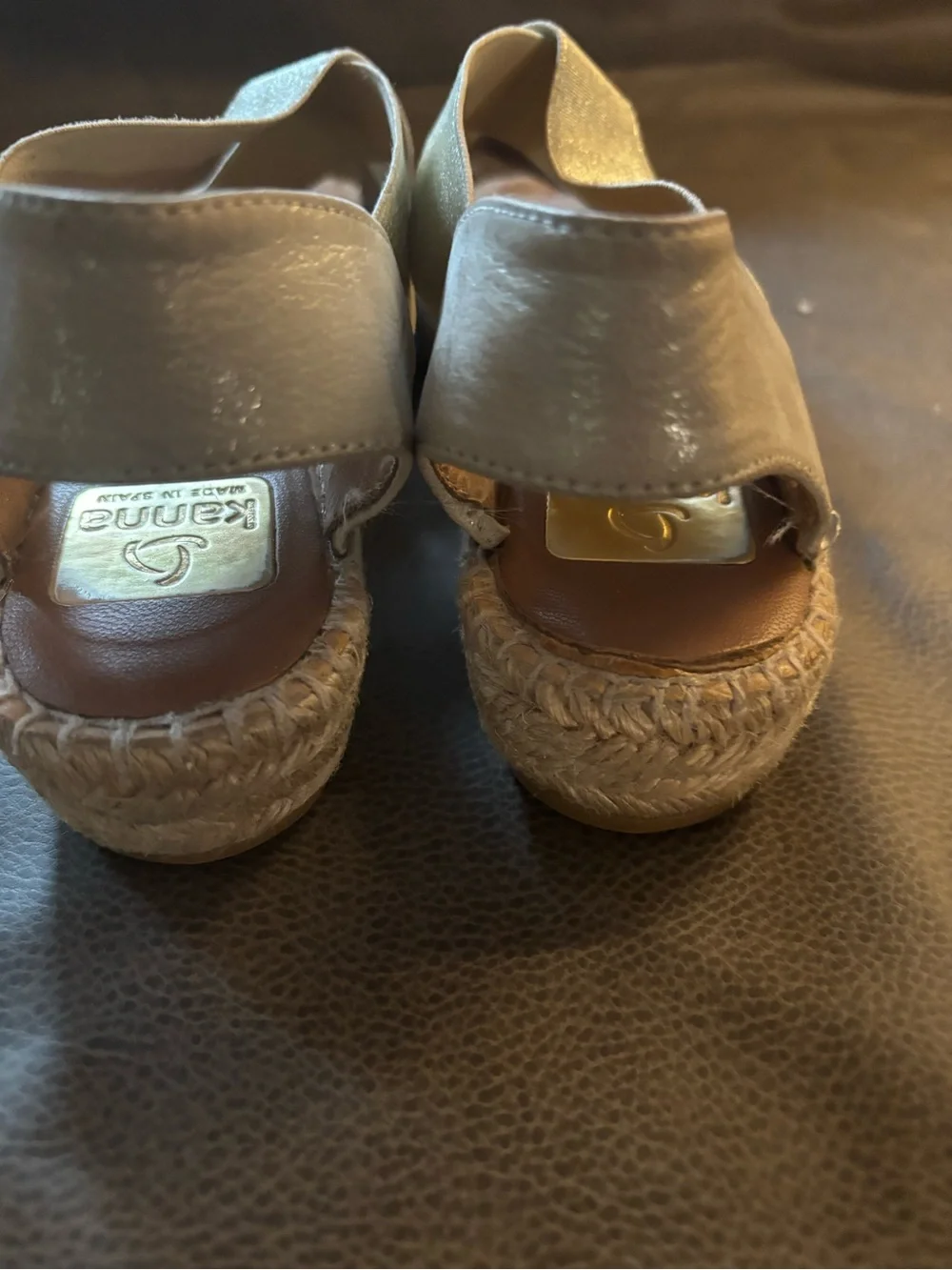 kanna Metallic Silver Espadrille Platform Sandals